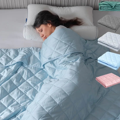15lbs Weighted Blanket for Adults - Double-Sided Cotton with Glass Beads- Cooling Heavy Blanket for Home, Hotel & Anxiety Relief