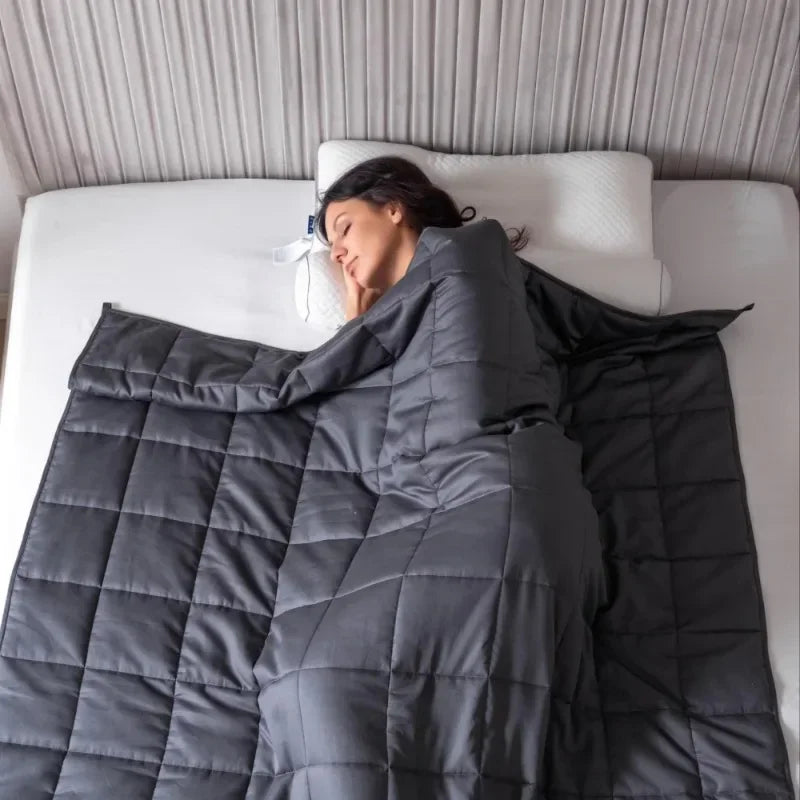 15lbs Weighted Blanket for Adults - Double-Sided Cotton with Glass Beads- Cooling Heavy Blanket for Home, Hotel & Anxiety Relief
